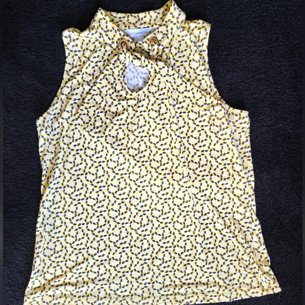 Liz Claiborne Sleeveless Blouse Yellow Black White